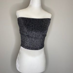 Silver glitter crop top
